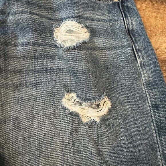 Lucky Brand Jean Shorts 0/25 (30 Waist) Blue Distressed Raw Hem Button Fly Denim - Picture 3 of 12